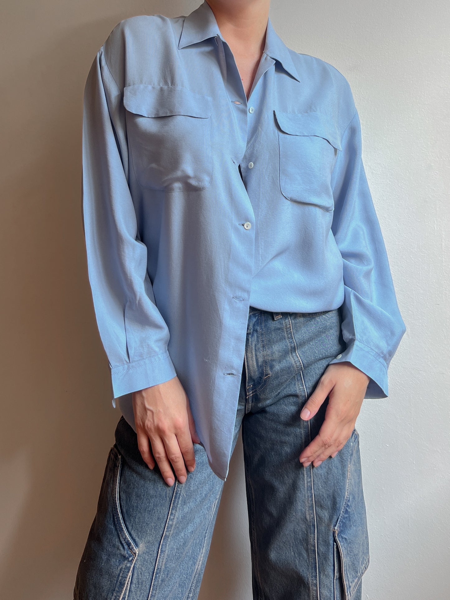 Pure silk blue shirt