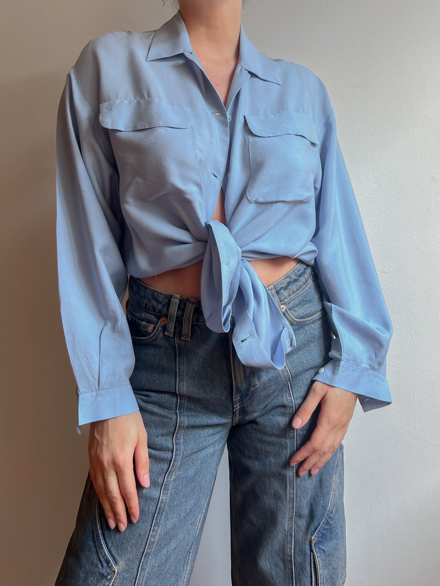 Pure silk blue shirt