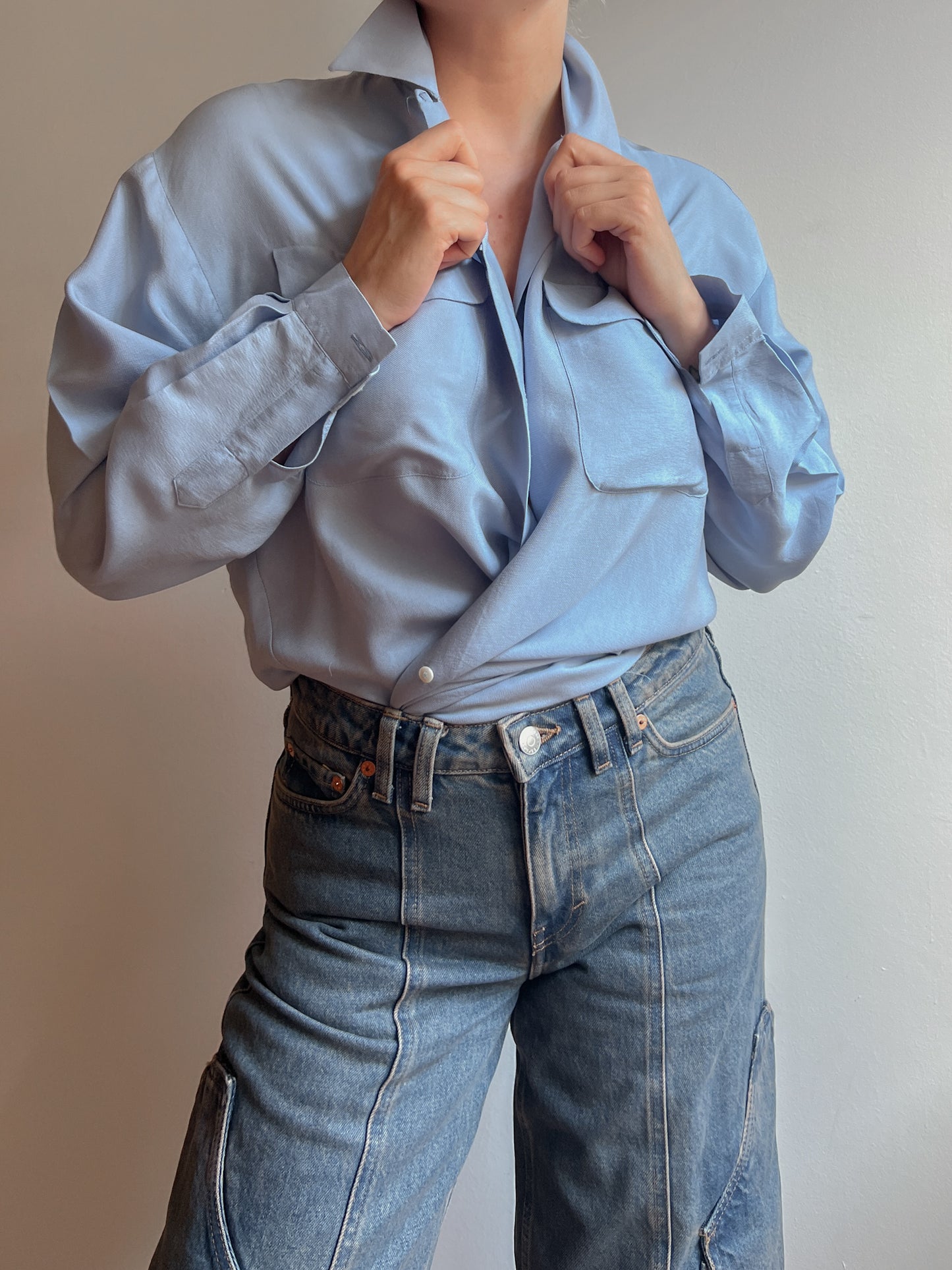 Pure silk blue shirt