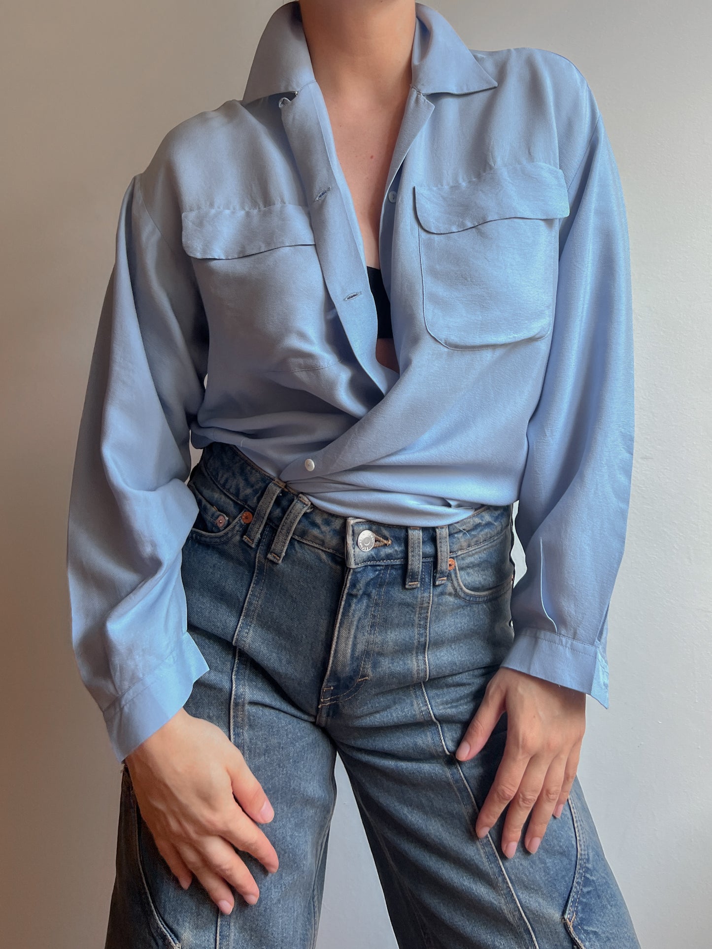 Pure silk blue shirt