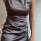 Satin grey sheath dress