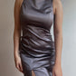 Satin grey sheath dress