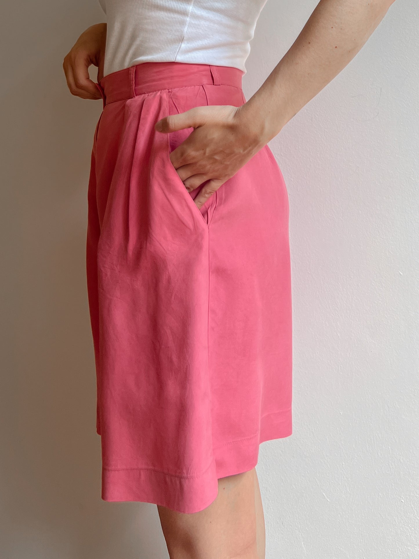 Pure silk pink bermuda