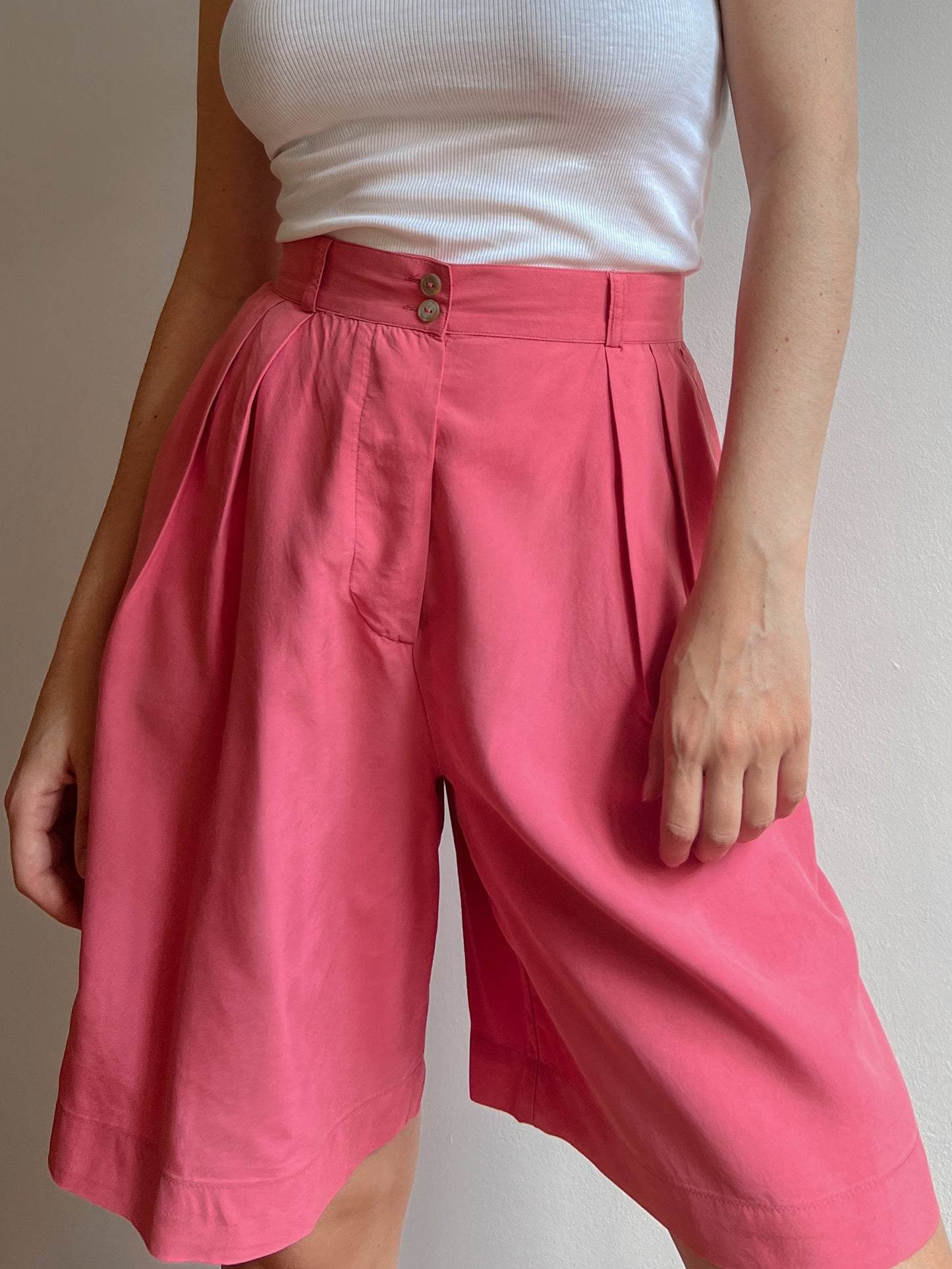 Pure silk pink bermuda