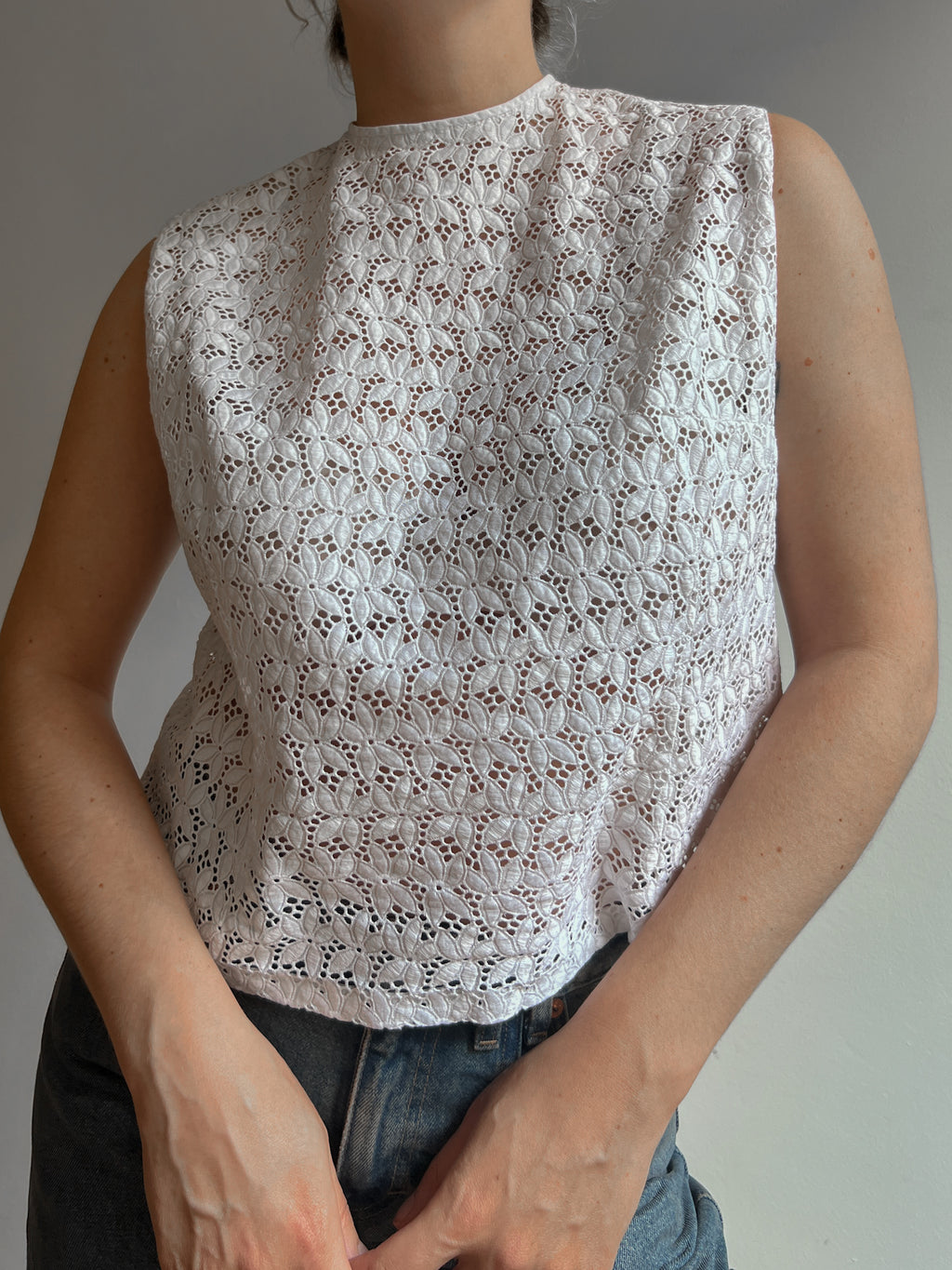 Pure cotton sangallo white top