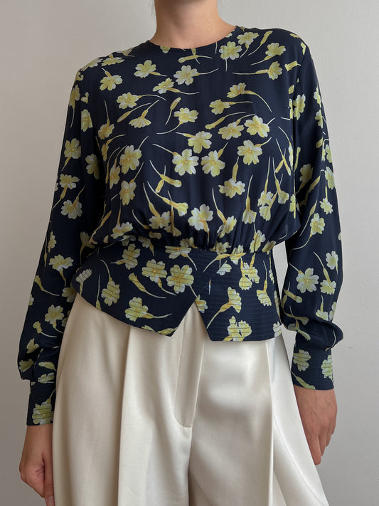 Pure silk floral blouse