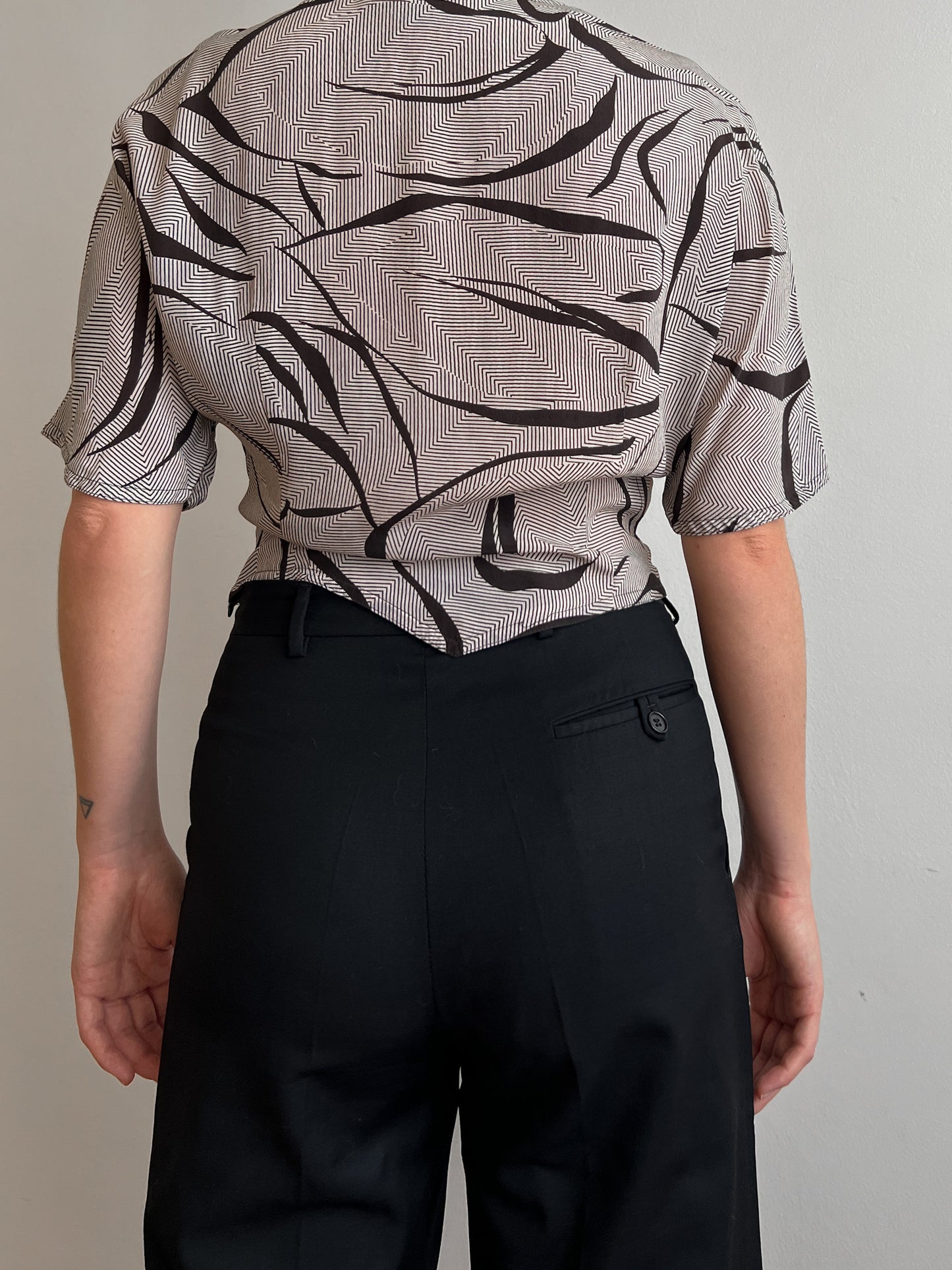 Pure silk black and white blouse