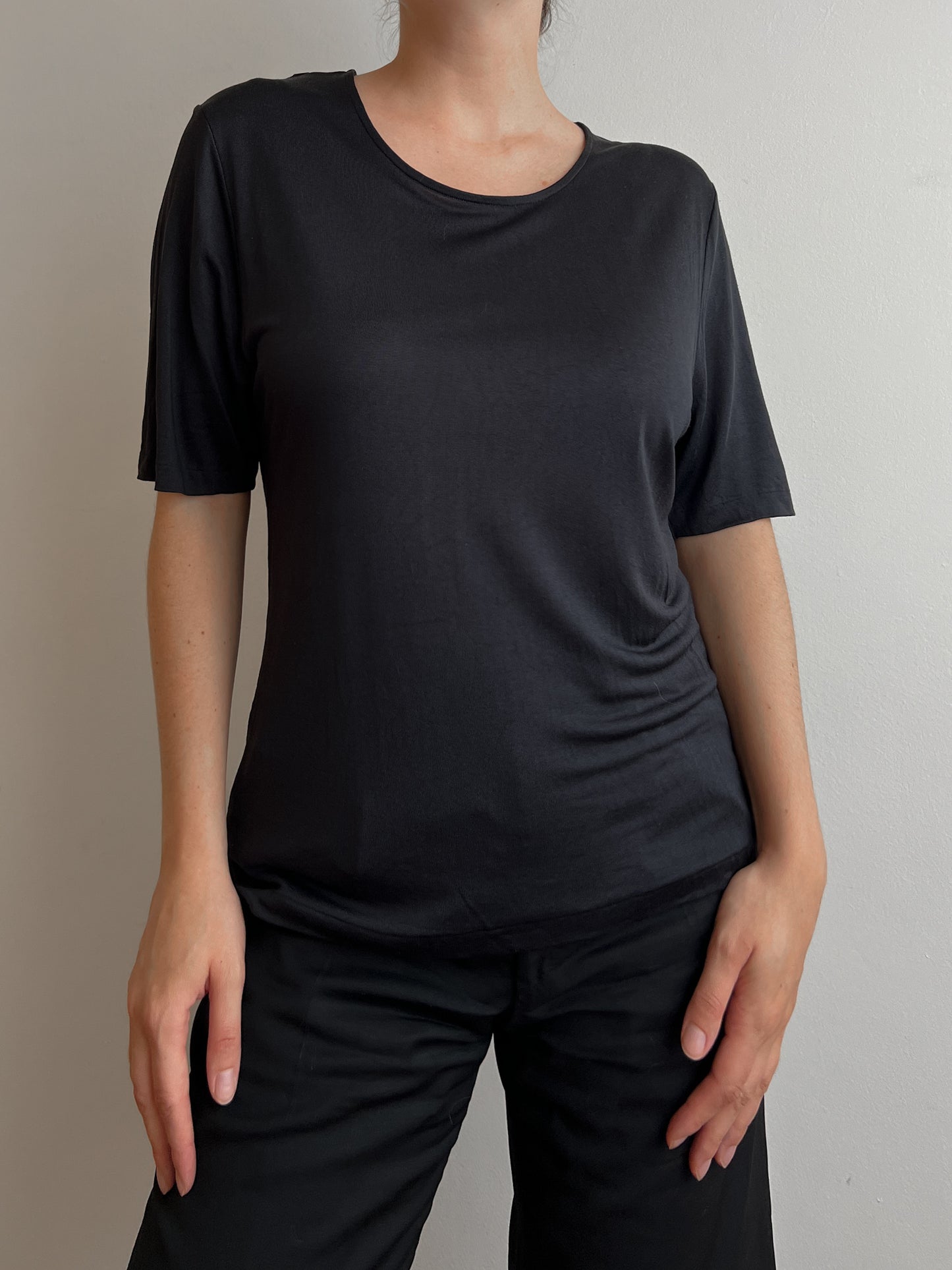 Pure silk black t-shirt