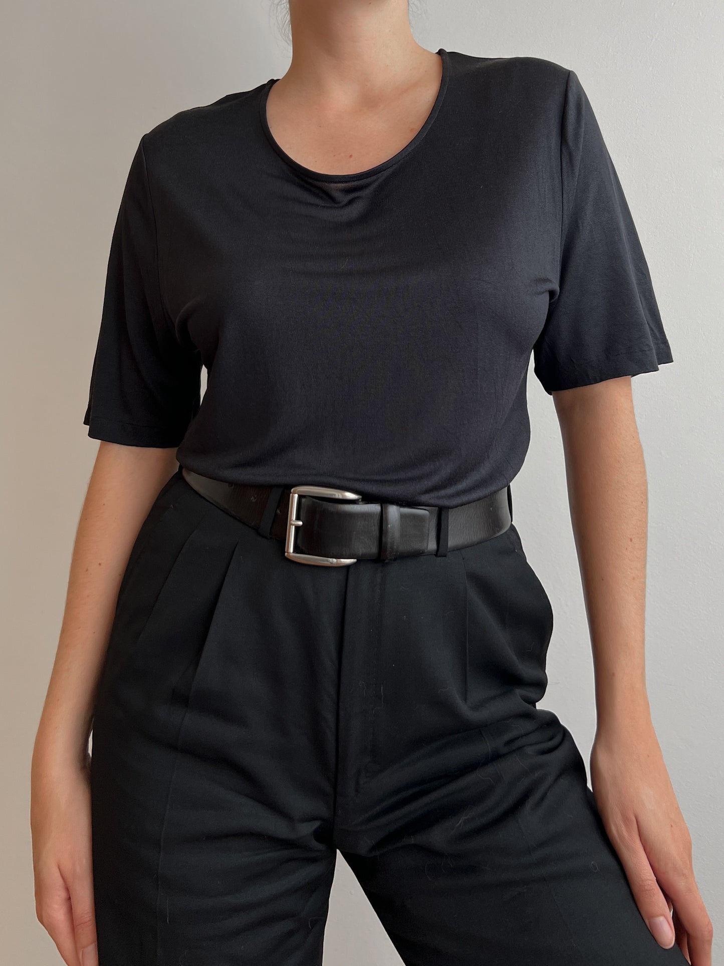 Pure silk black t-shirt