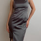 Satin grey sheath dress