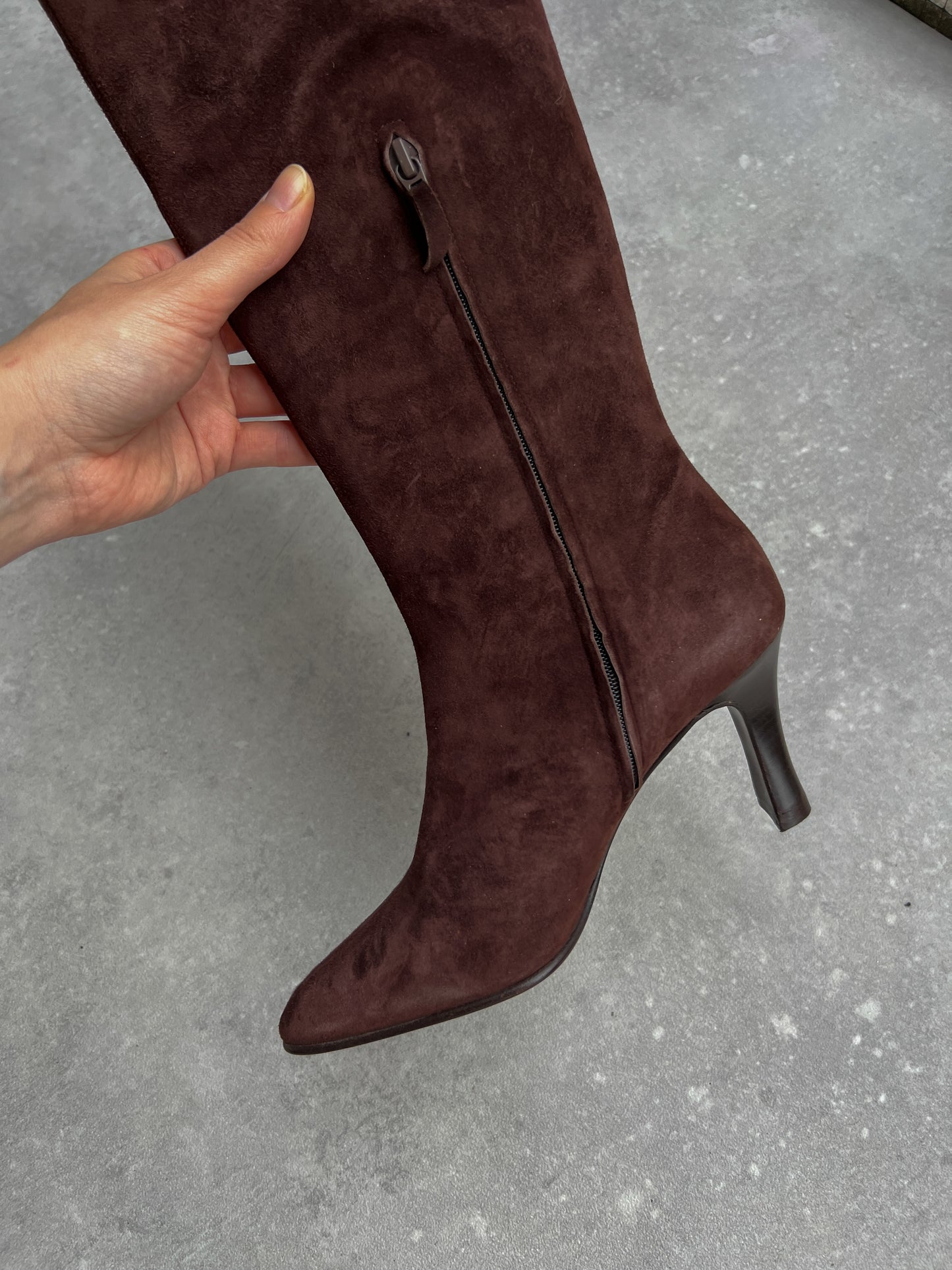 Casadei real suede brown boots