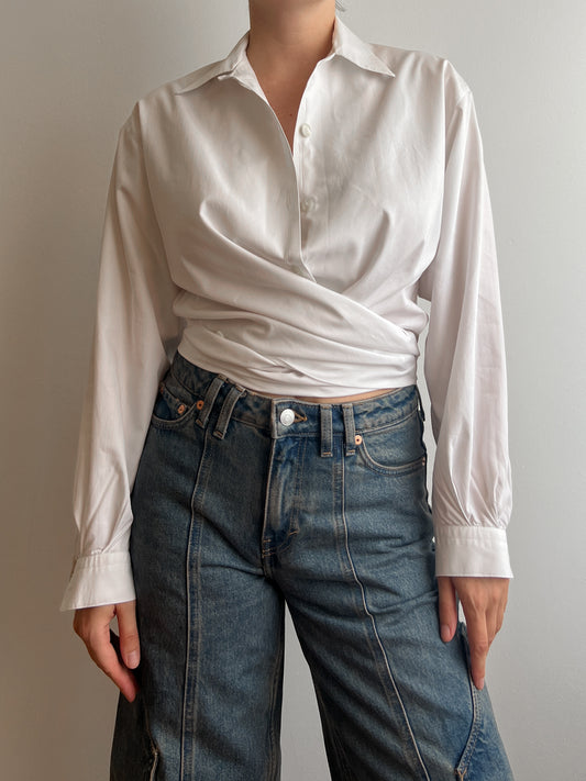 Pure cotton white crossed shirt