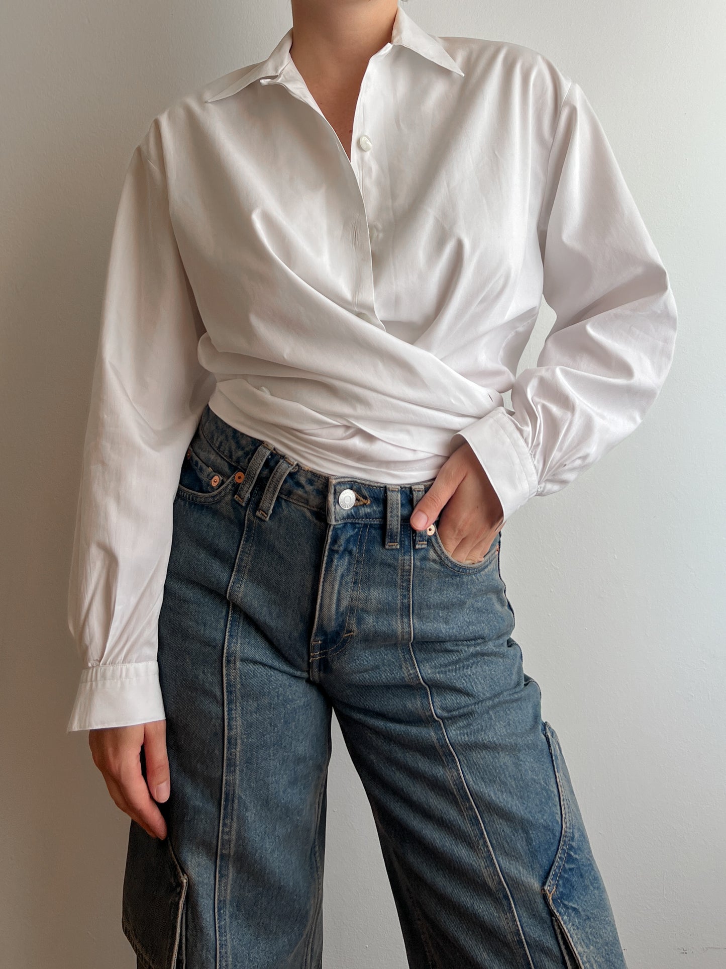 Pure cotton white crossed shirt