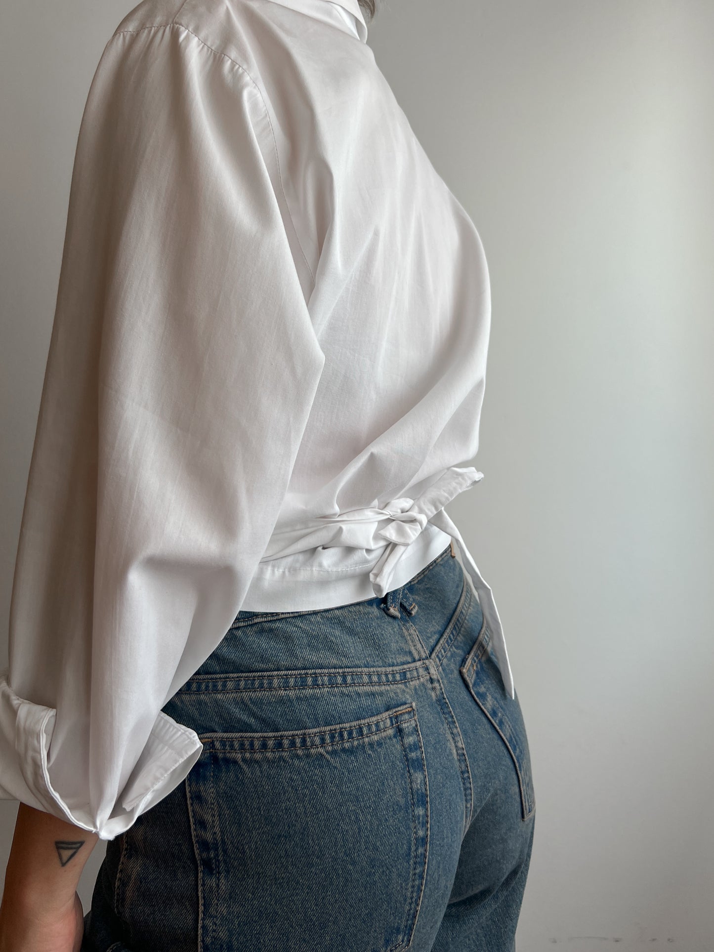 Pure cotton white crossed shirt