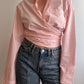 Pure cotton pink crossed shirt