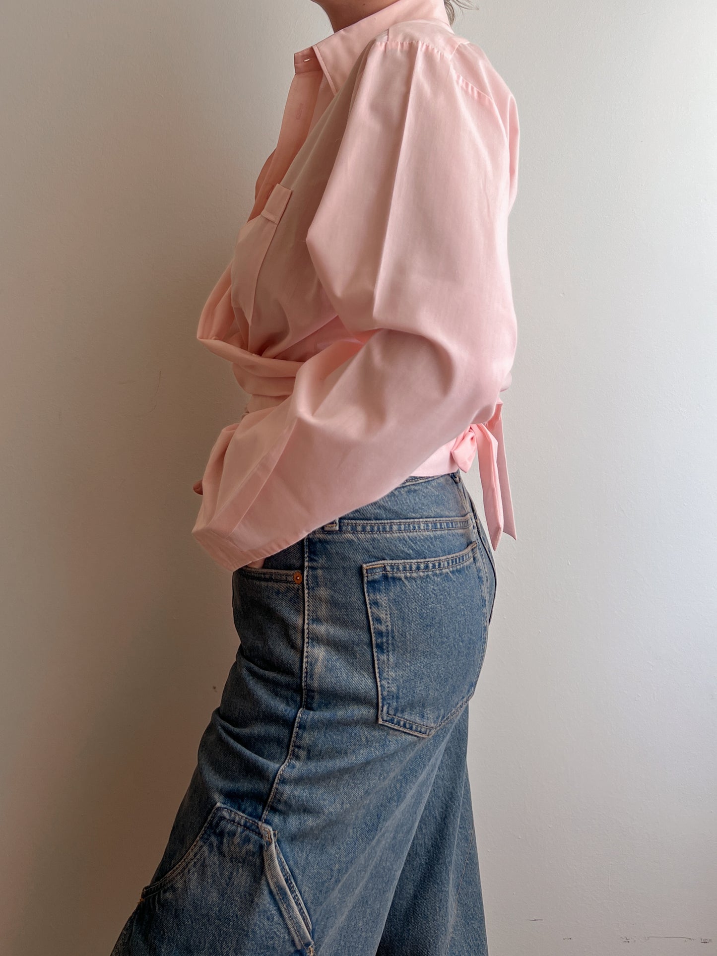 Pure cotton pink crossed shirt