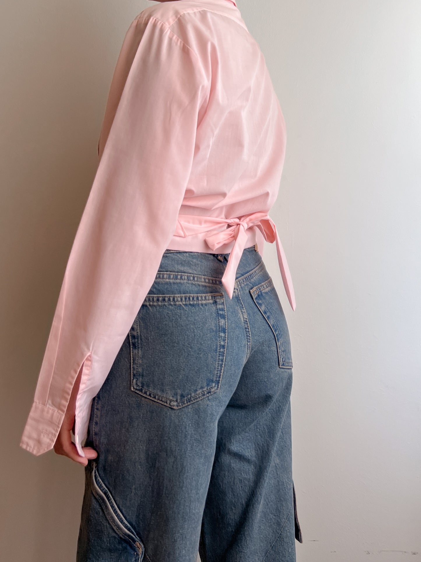 Pure cotton pink crossed shirt