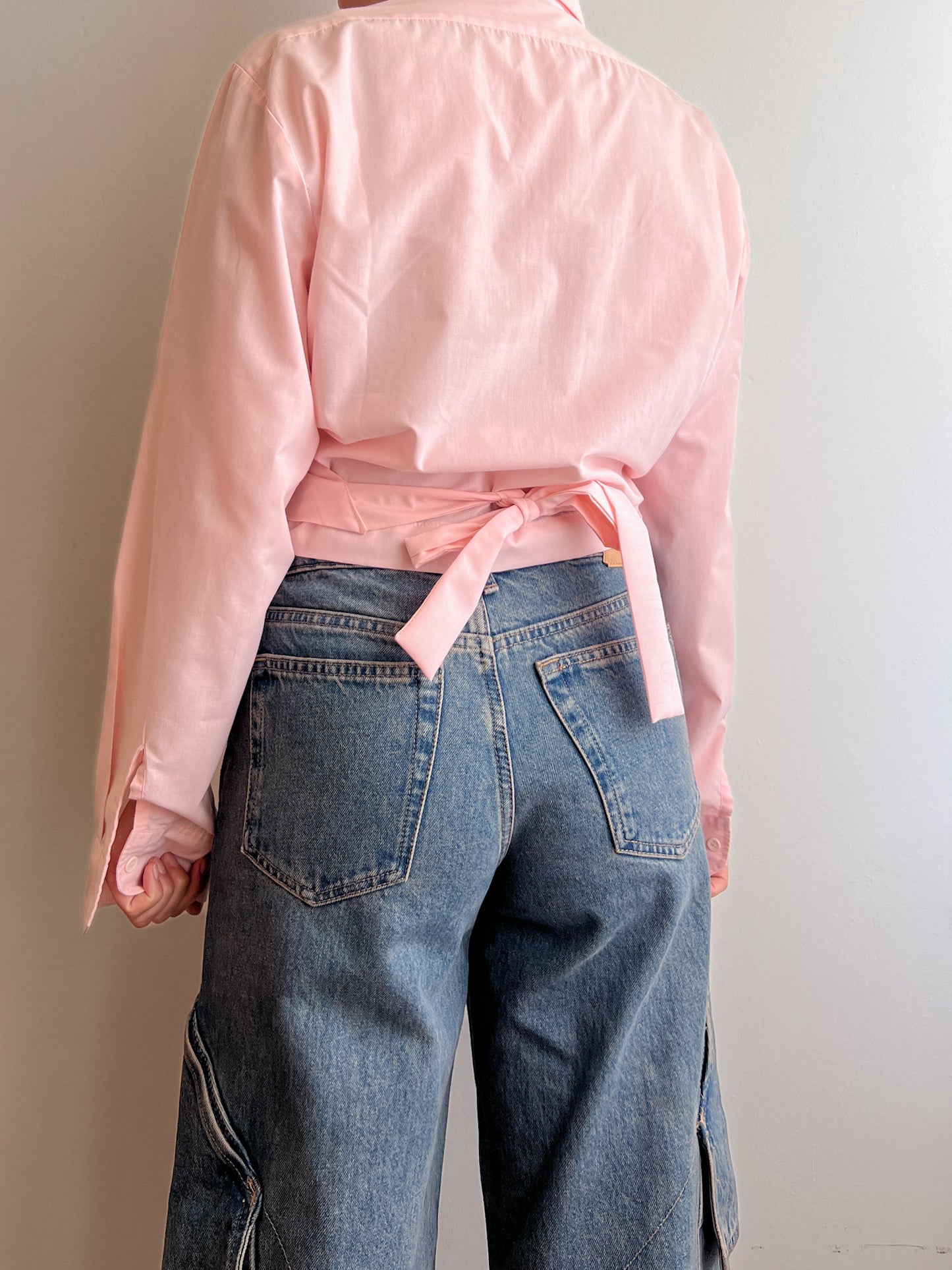 Pure cotton pink crossed shirt