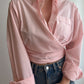 Pure cotton pink crossed shirt