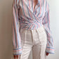 Pure cotton striped crossed shirt