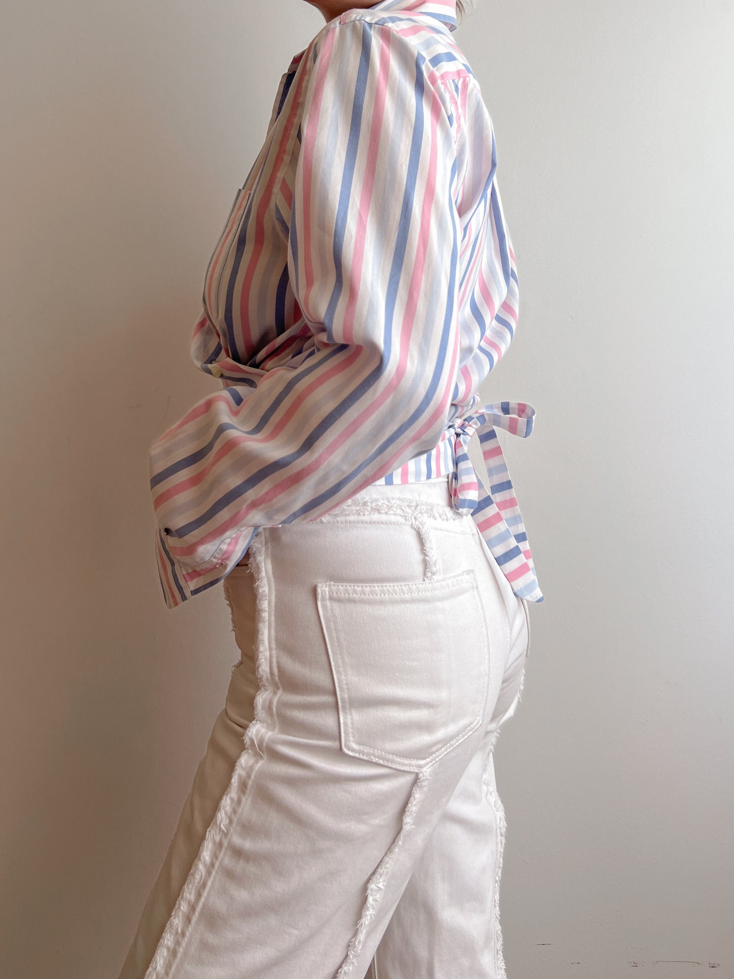 Pure cotton striped crossed shirt