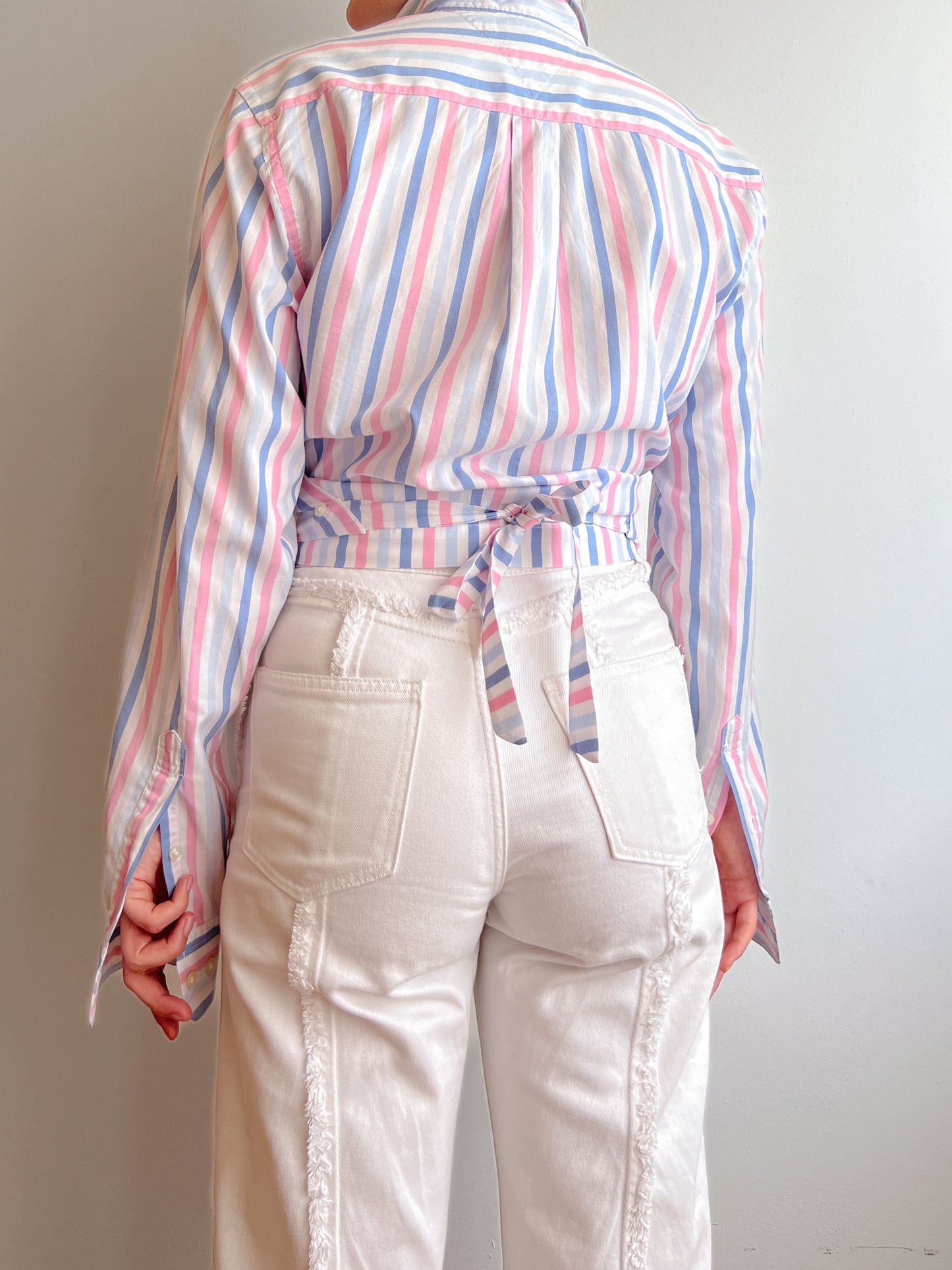 Pure cotton striped crossed shirt