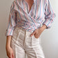 Pure cotton striped crossed shirt