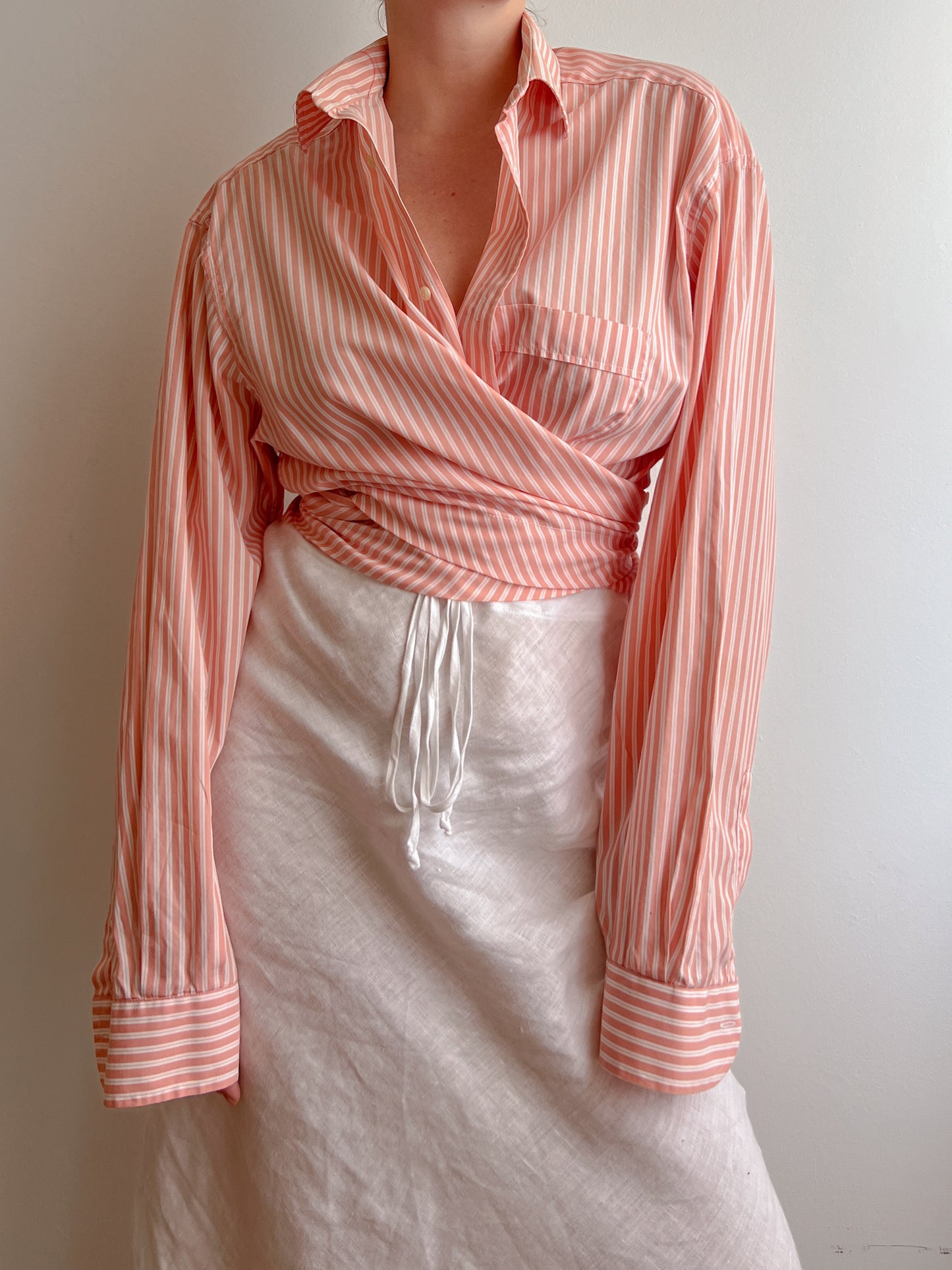 Pure cotton striped crossed shirt