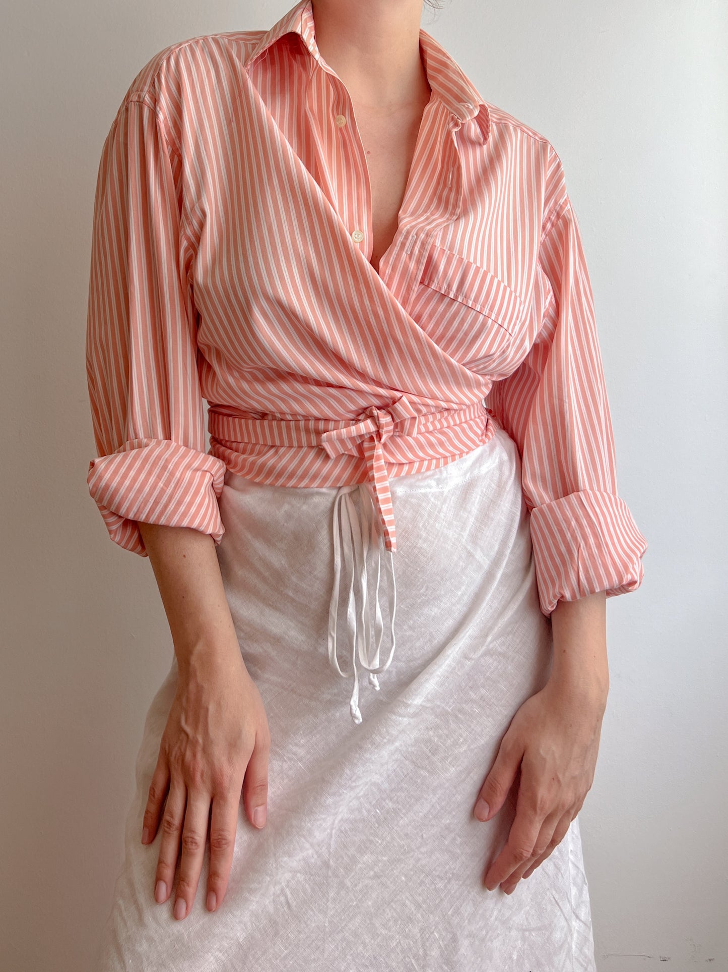 Pure cotton striped crossed shirt