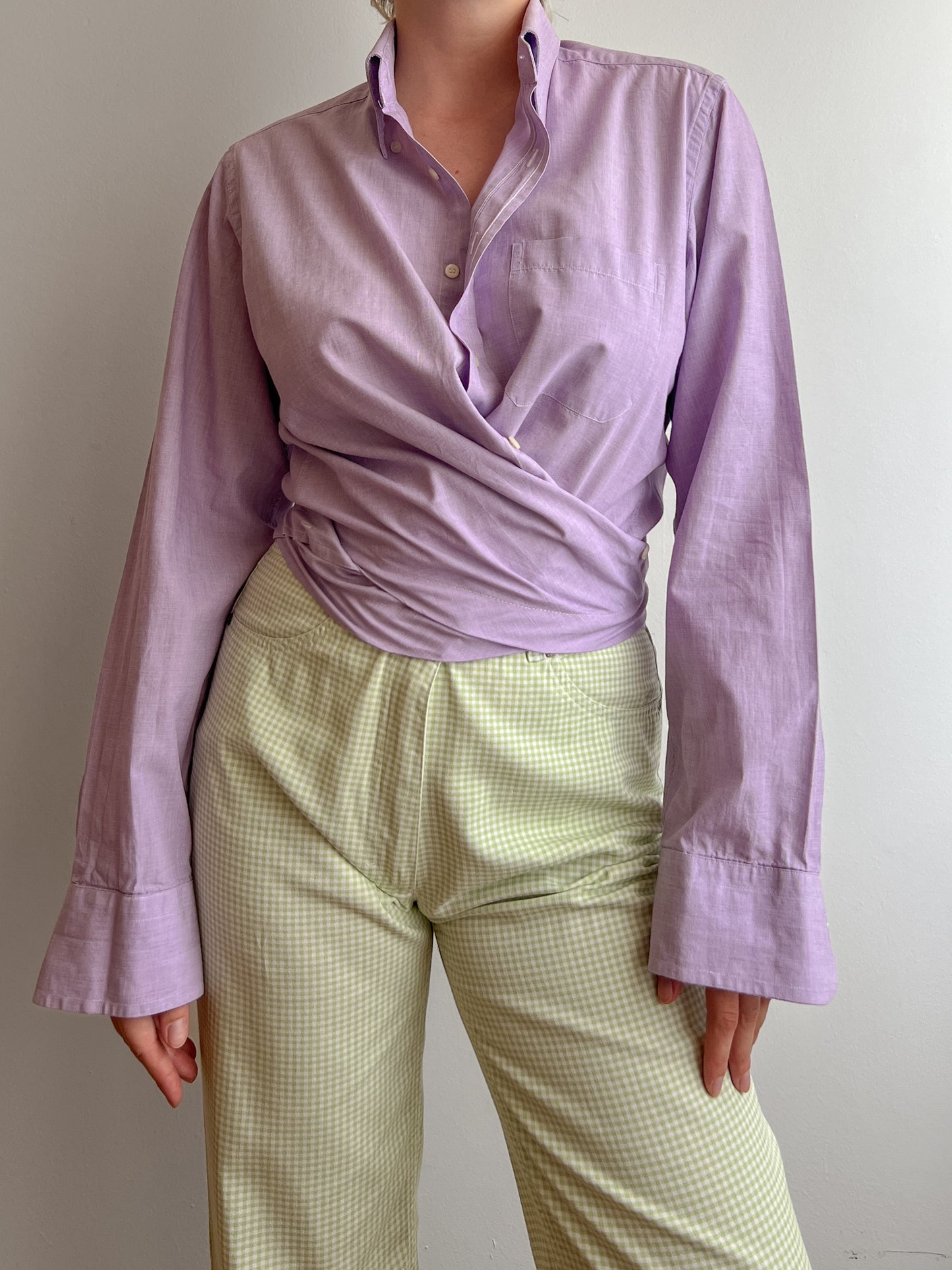 Pure cotton lilac crossed shirt