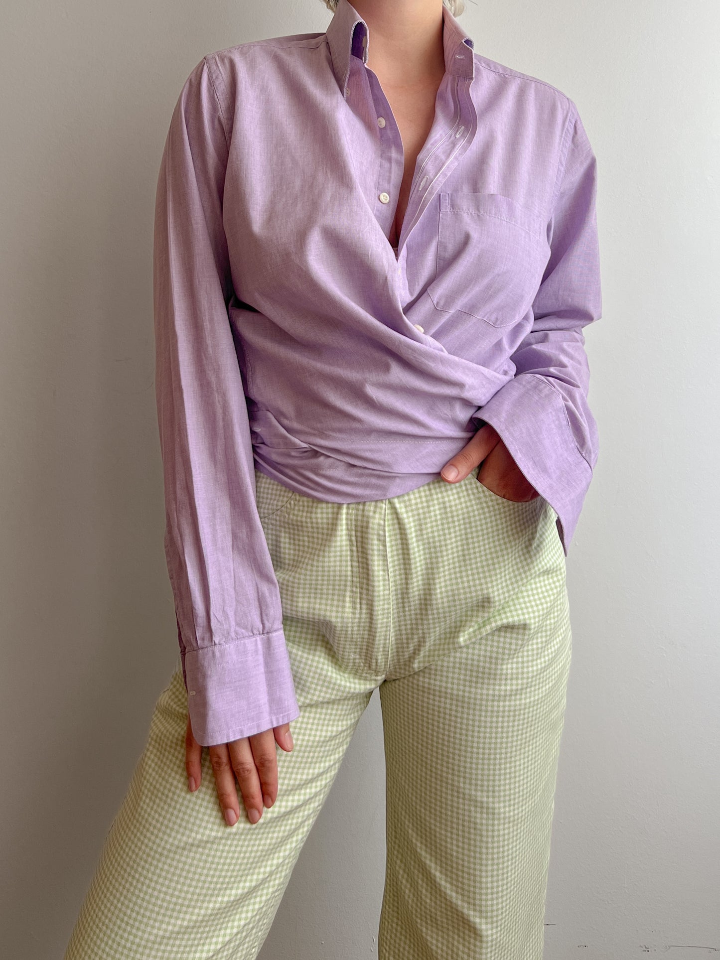 Pure cotton lilac crossed shirt