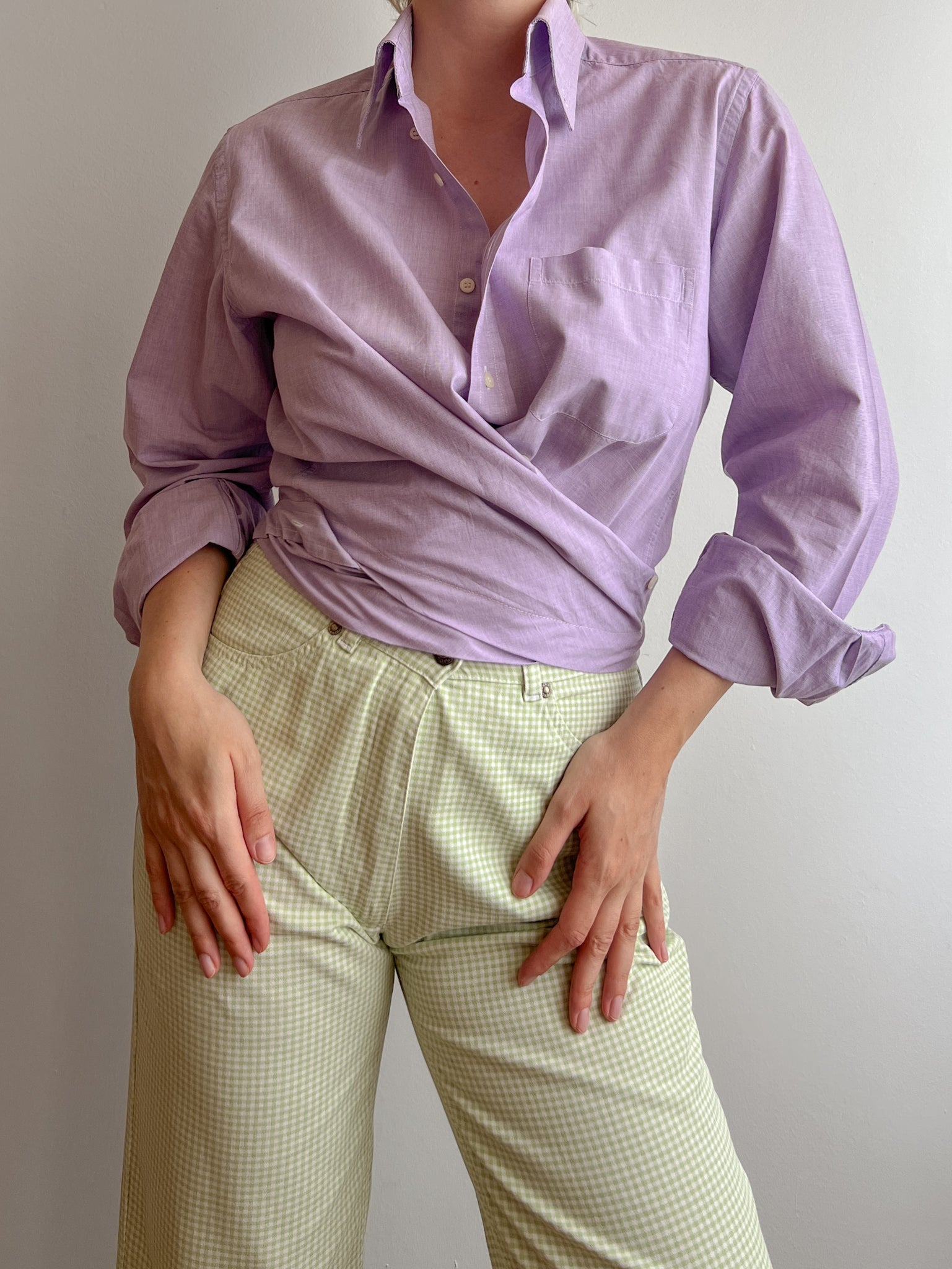 Pure cotton lilac crossed shirt