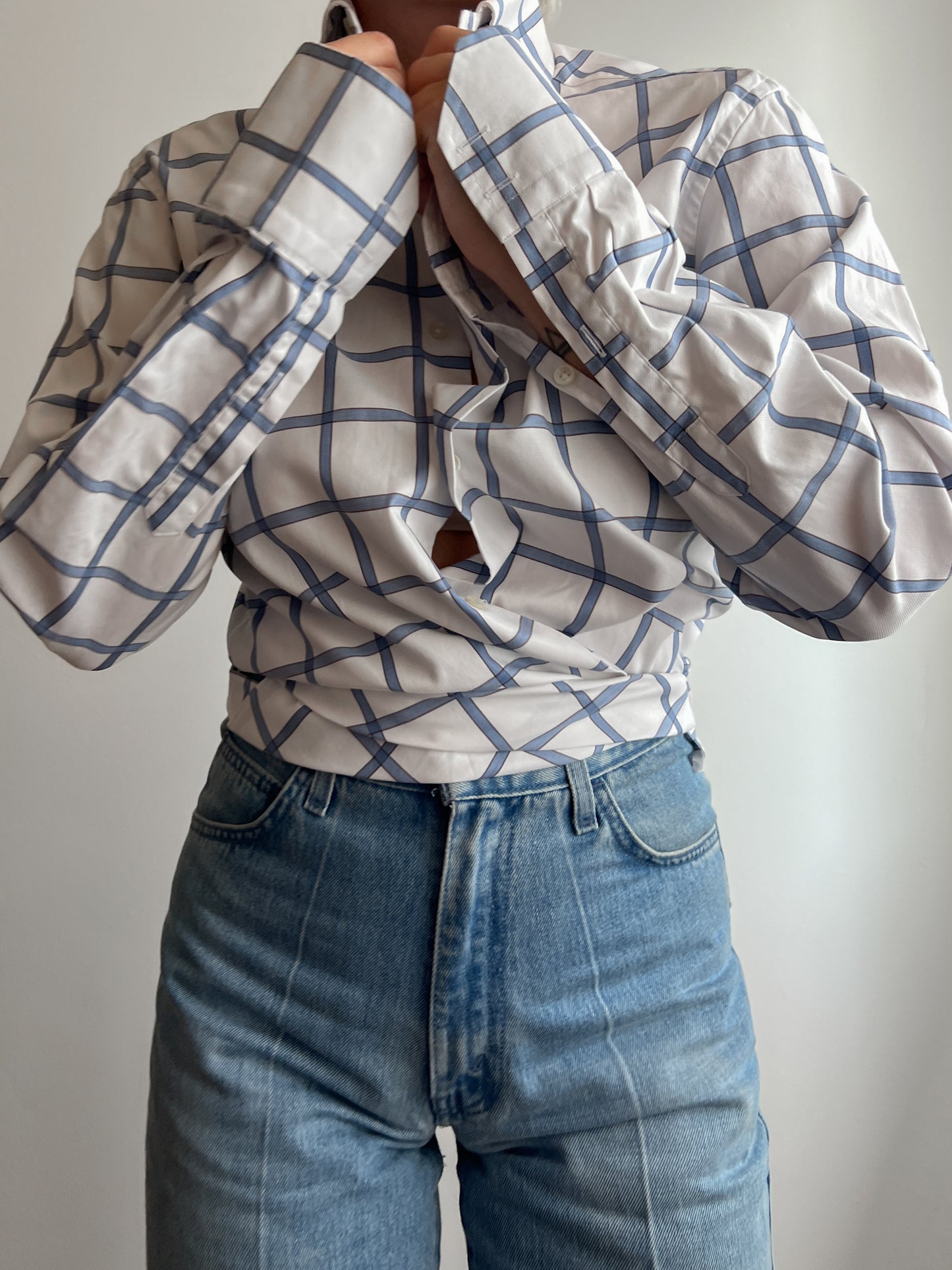 Pure cotton checked crossed shirt