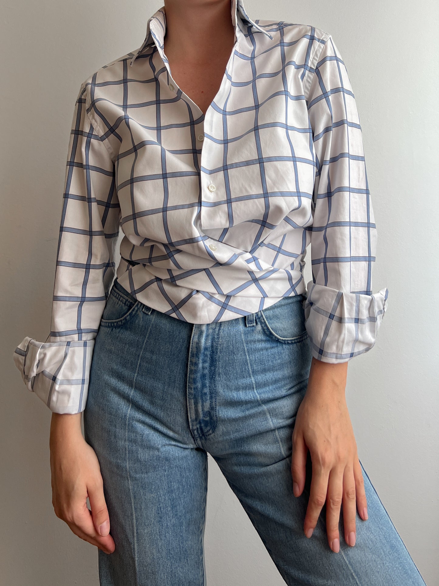 Pure cotton checked crossed shirt