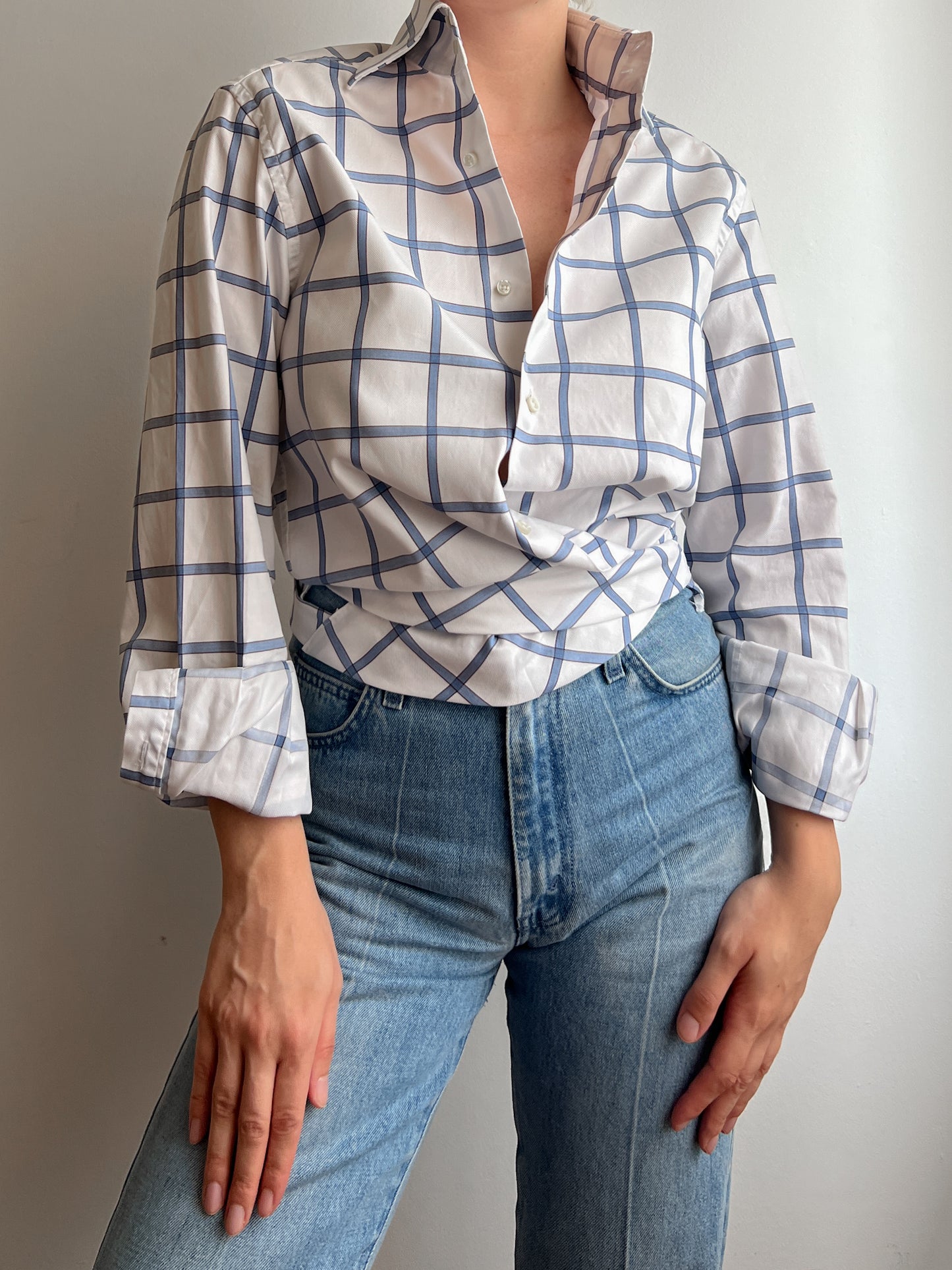 Pure cotton checked crossed shirt