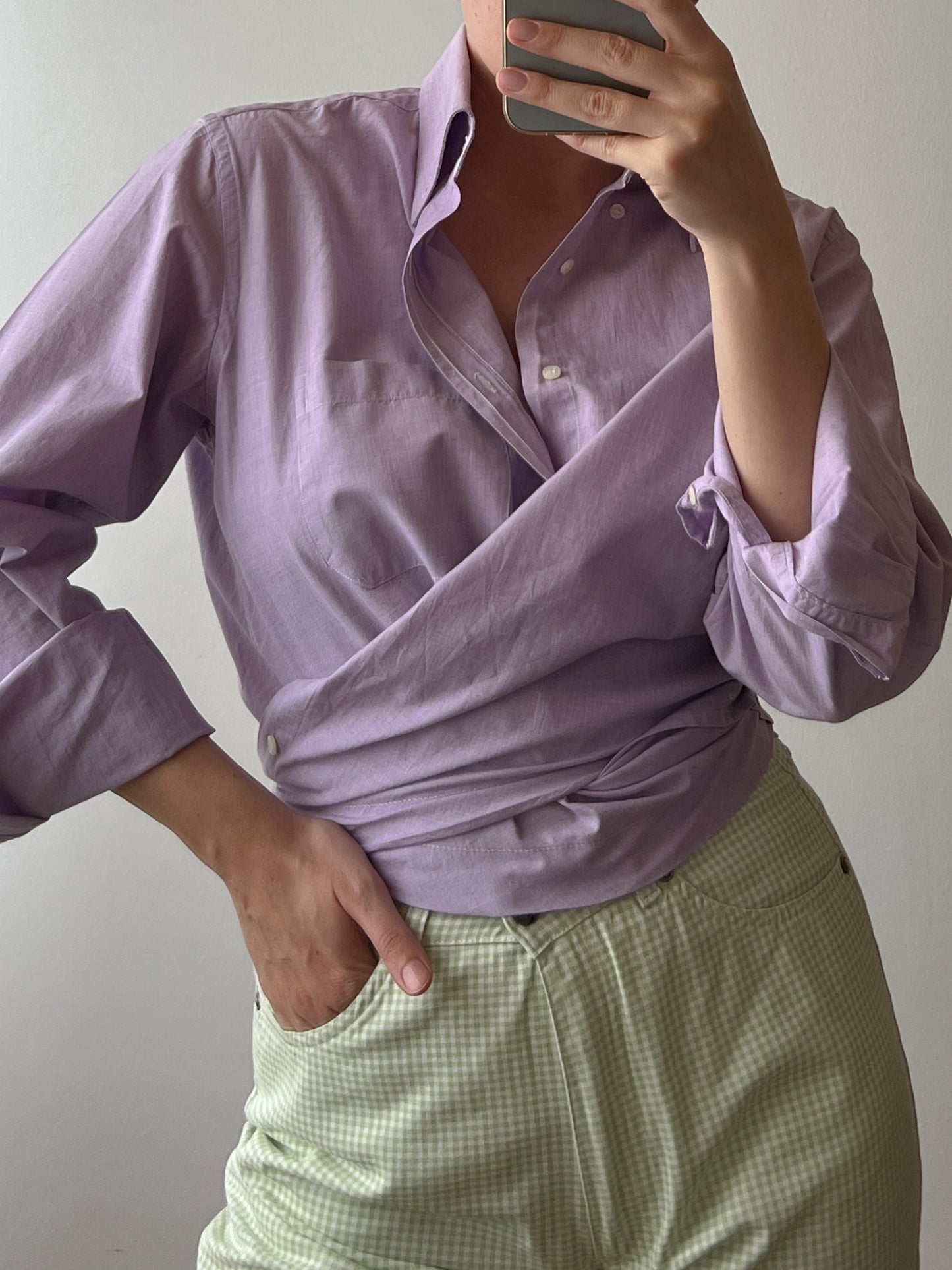 Pure cotton lilac crossed shirt