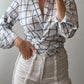 Pure cotton checked crossed shirt