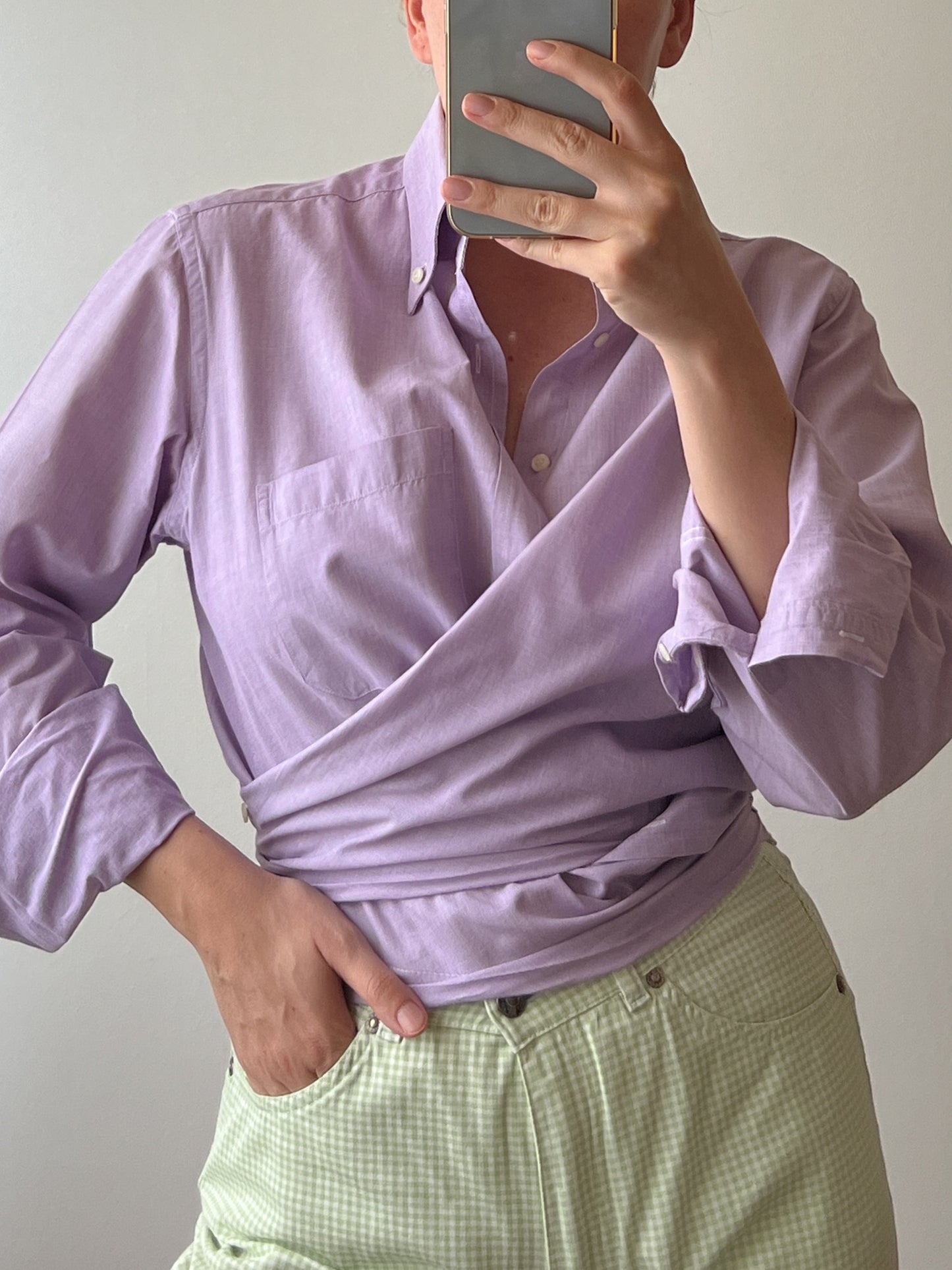 Pure cotton lilac crossed shirt