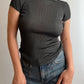 Pure viscose dark grey t-shirt