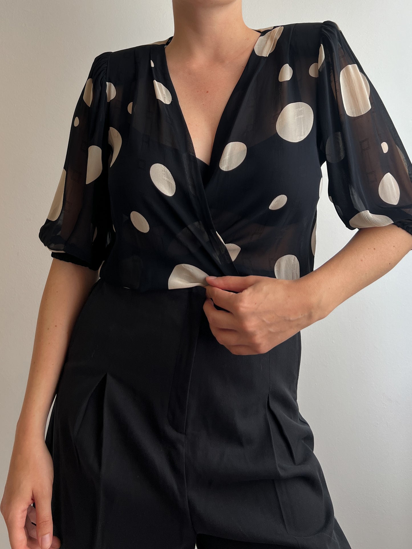 Pure silk pois blouse