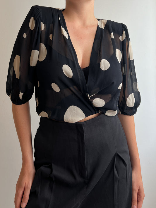 Pure silk pois blouse