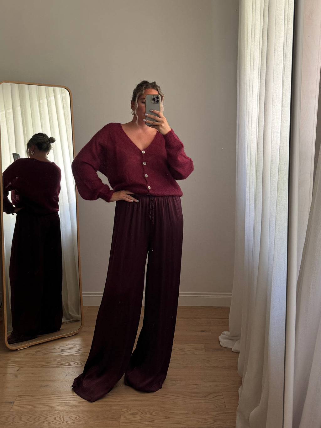 Pantaloni in viscosa - Burgundy