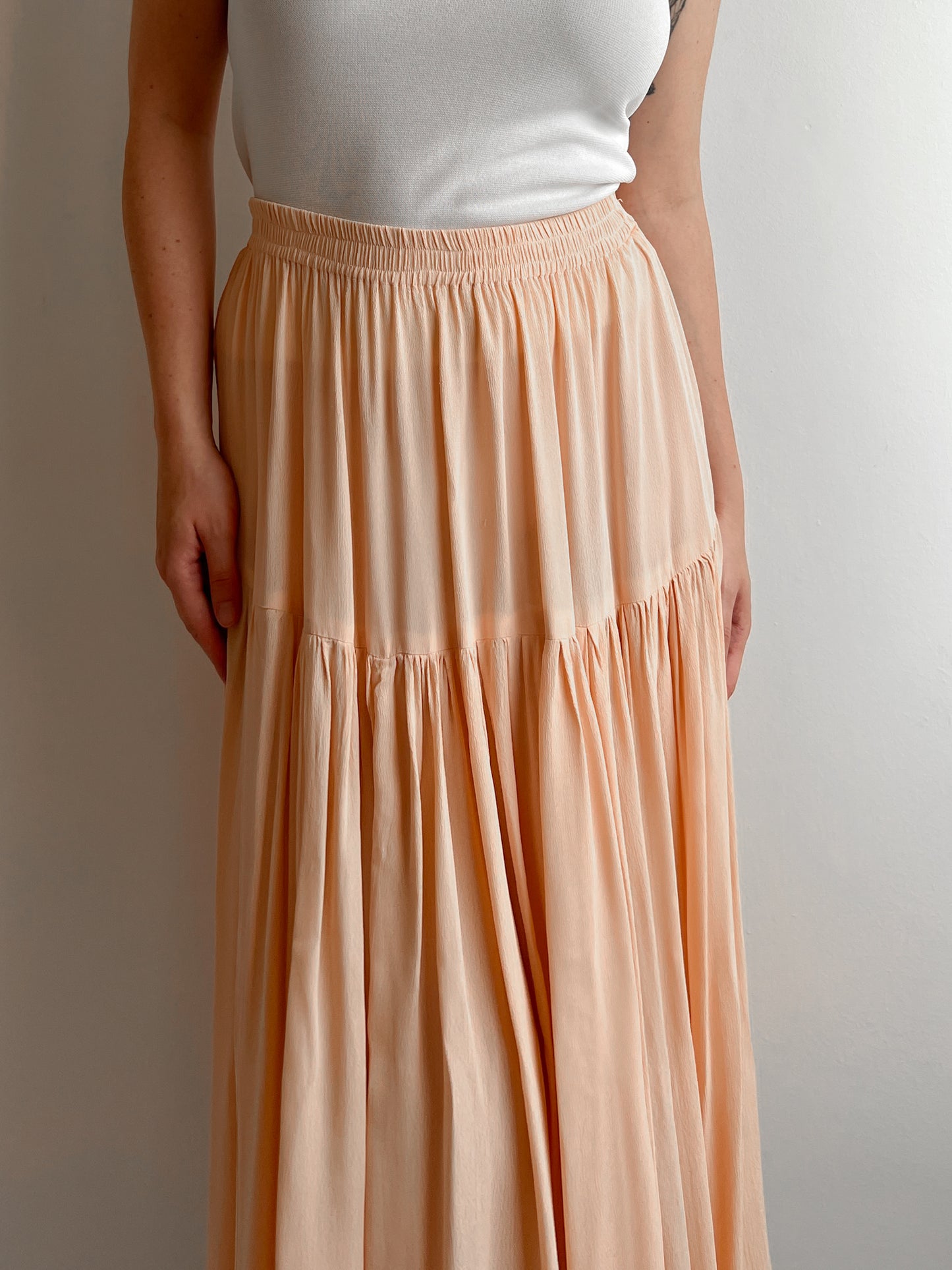 Viscose salmon midi skirt