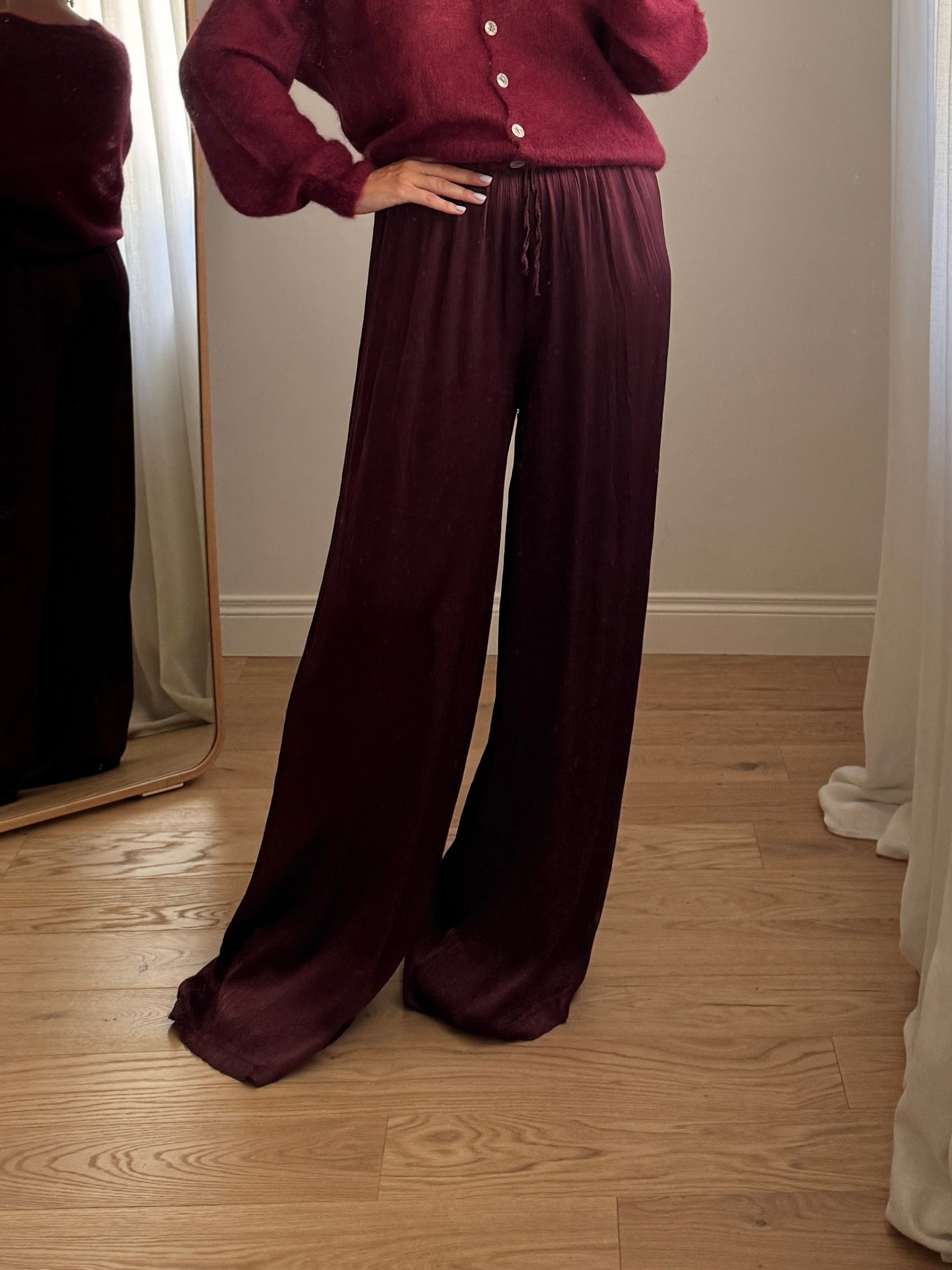 Pantaloni in viscosa - Burgundy