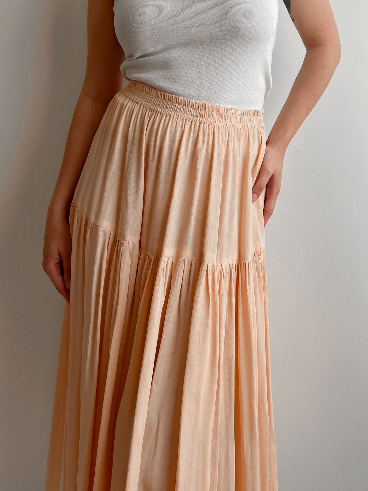Viscose salmon midi skirt