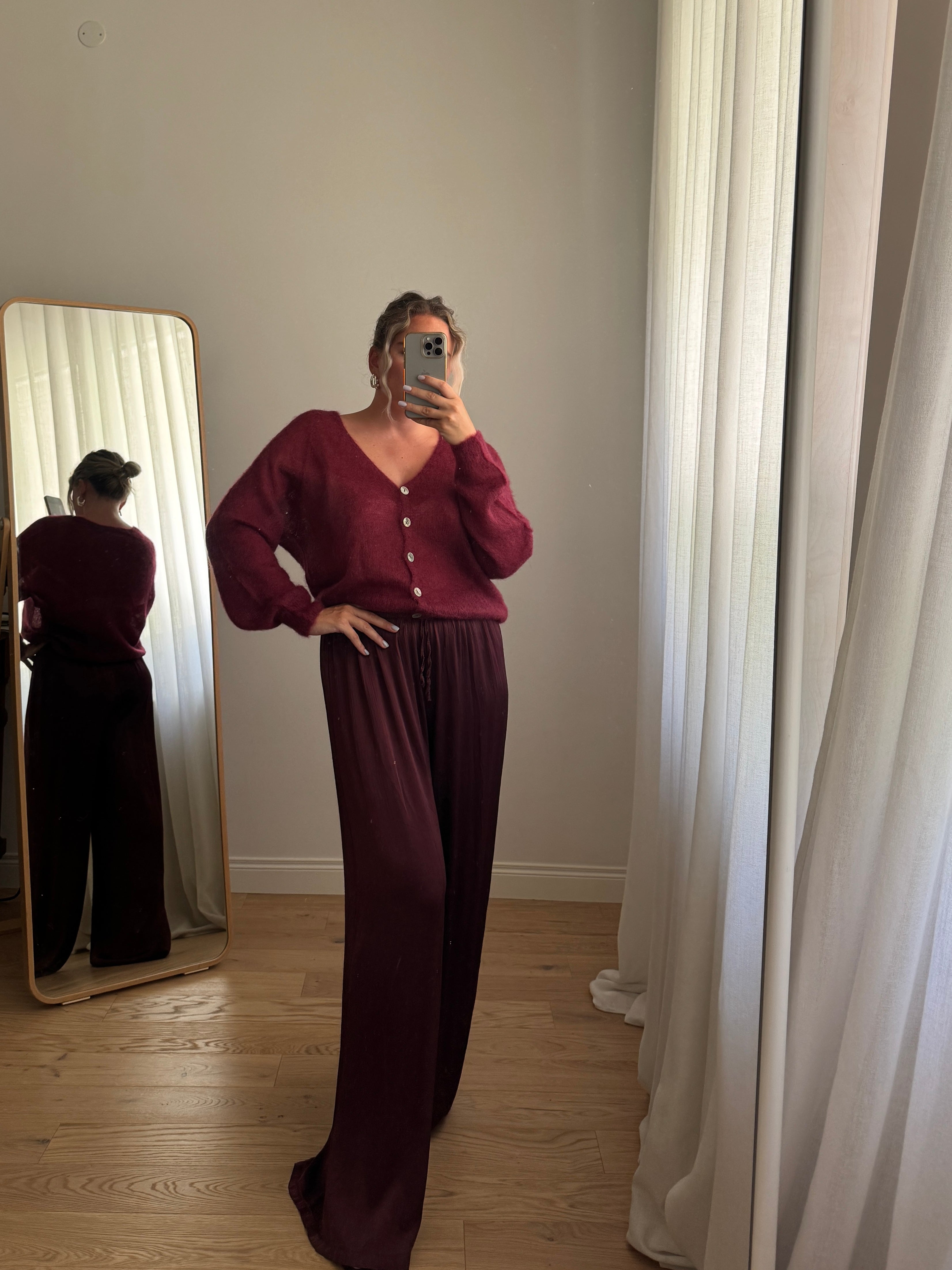 Pantaloni in viscosa - Burgundy