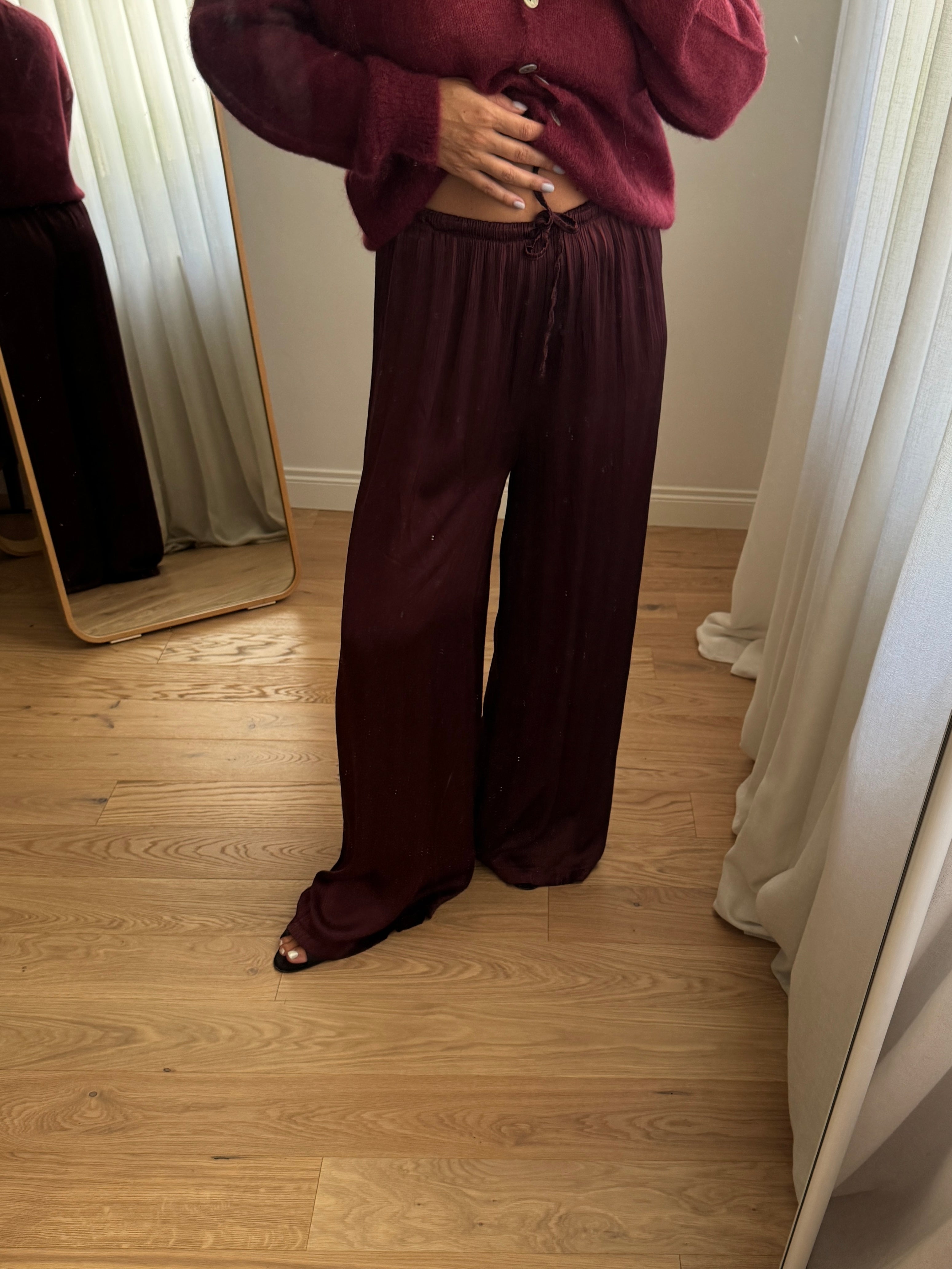 Pantaloni in viscosa - Burgundy