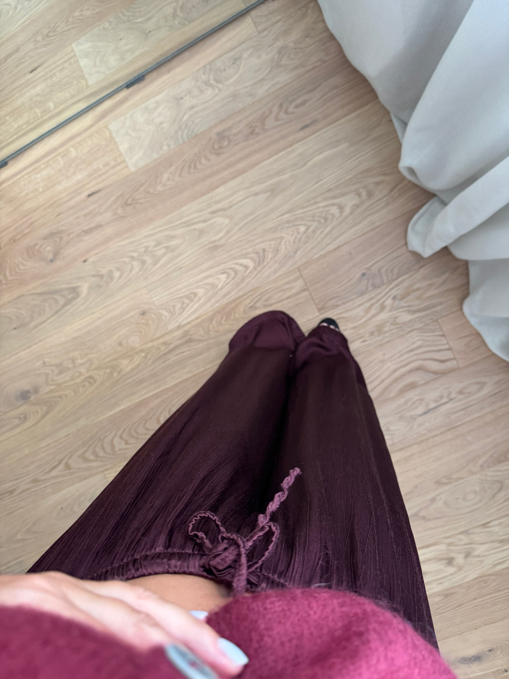 Pantaloni in viscosa - Burgundy
