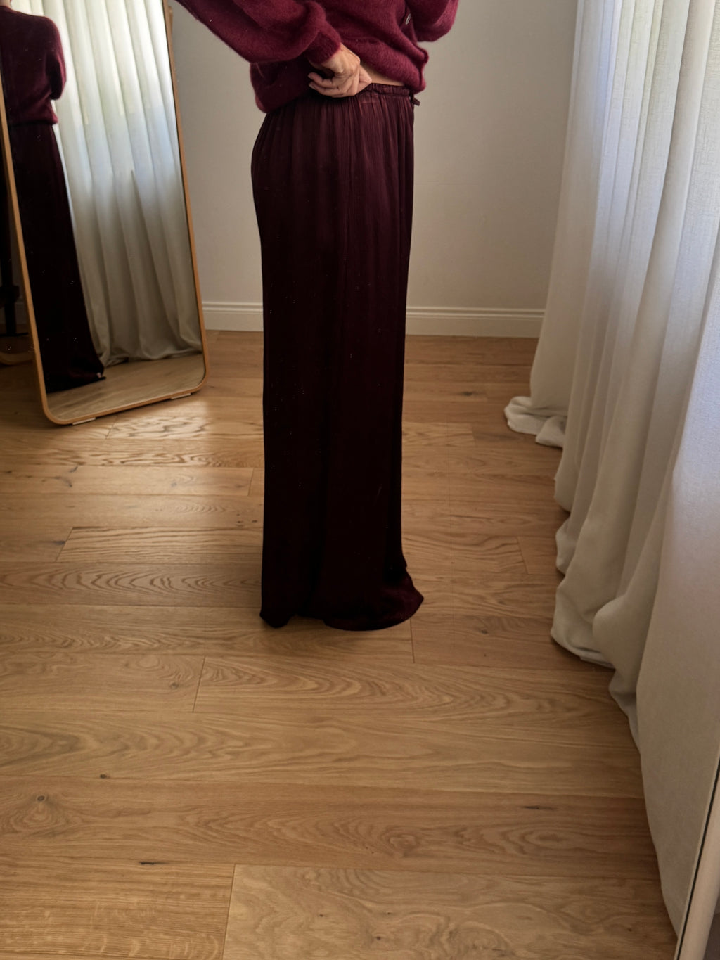 Pantaloni in viscosa - Burgundy