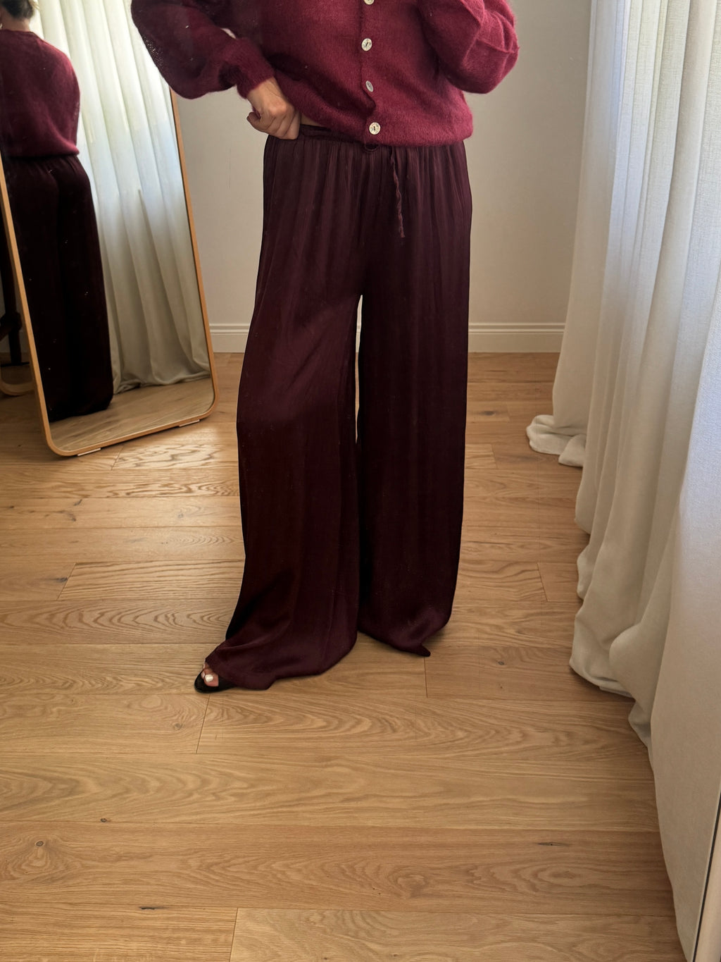 Pantaloni in viscosa - Burgundy